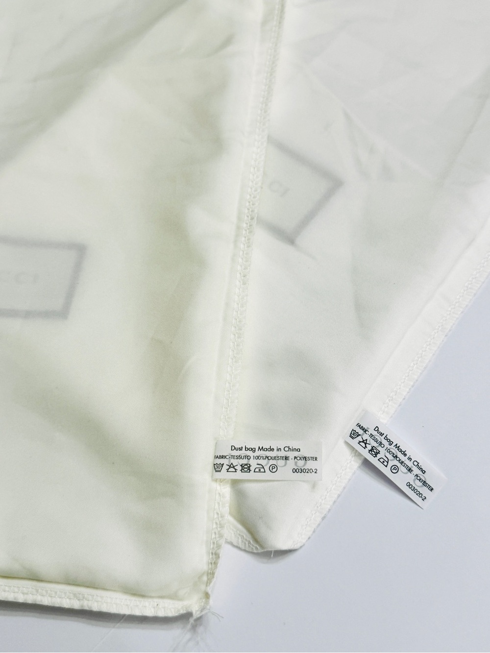 Gucci White Satin Dust Bags Set of 2-Authentic Storage Bag with Drawstring 17x8 - Picture 10 of 12